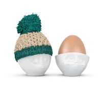 Eierbecher Mütze Elfenbein / Smaragd
