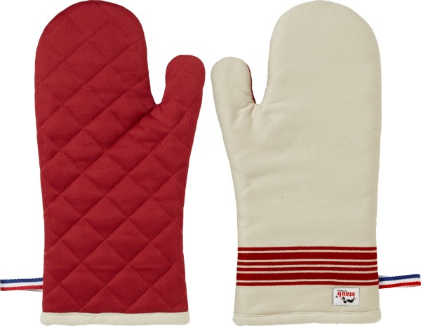 Ofenhandschuhe 2-tlg, 19 x 35cm, 100% Baumwolle, Rot