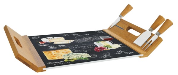 World of Cheese Serviertablett m. 4 Messern, Bambus, 44cm