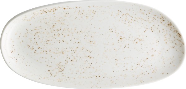 Pottery Unique white Platte asymmetrisch coupe 26x13cm