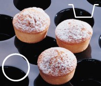 Backmatte Minimuffins 51x29 mm, Flexipan, schwarz, 60 x 40 c