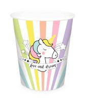 8 Stk. Becher Karton Einhorn 25cl