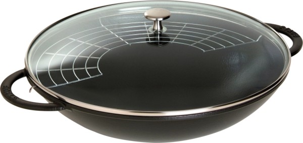 Wok schwarz mit Glasdeckel 5.7lt., 37cm