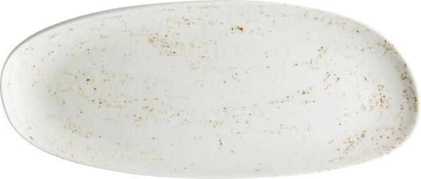 Pottery Unique white Platte asymmetrisch coupe 18x9cm