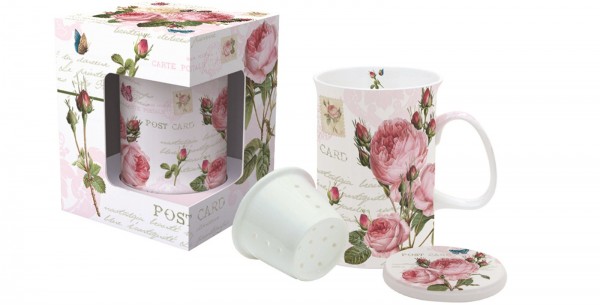 Romantic Roses Teetasse mit Siebeinsatz in GB, 300 ml