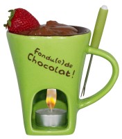 Schokoladenfondue Set Tasse grün braun, 3-teilig