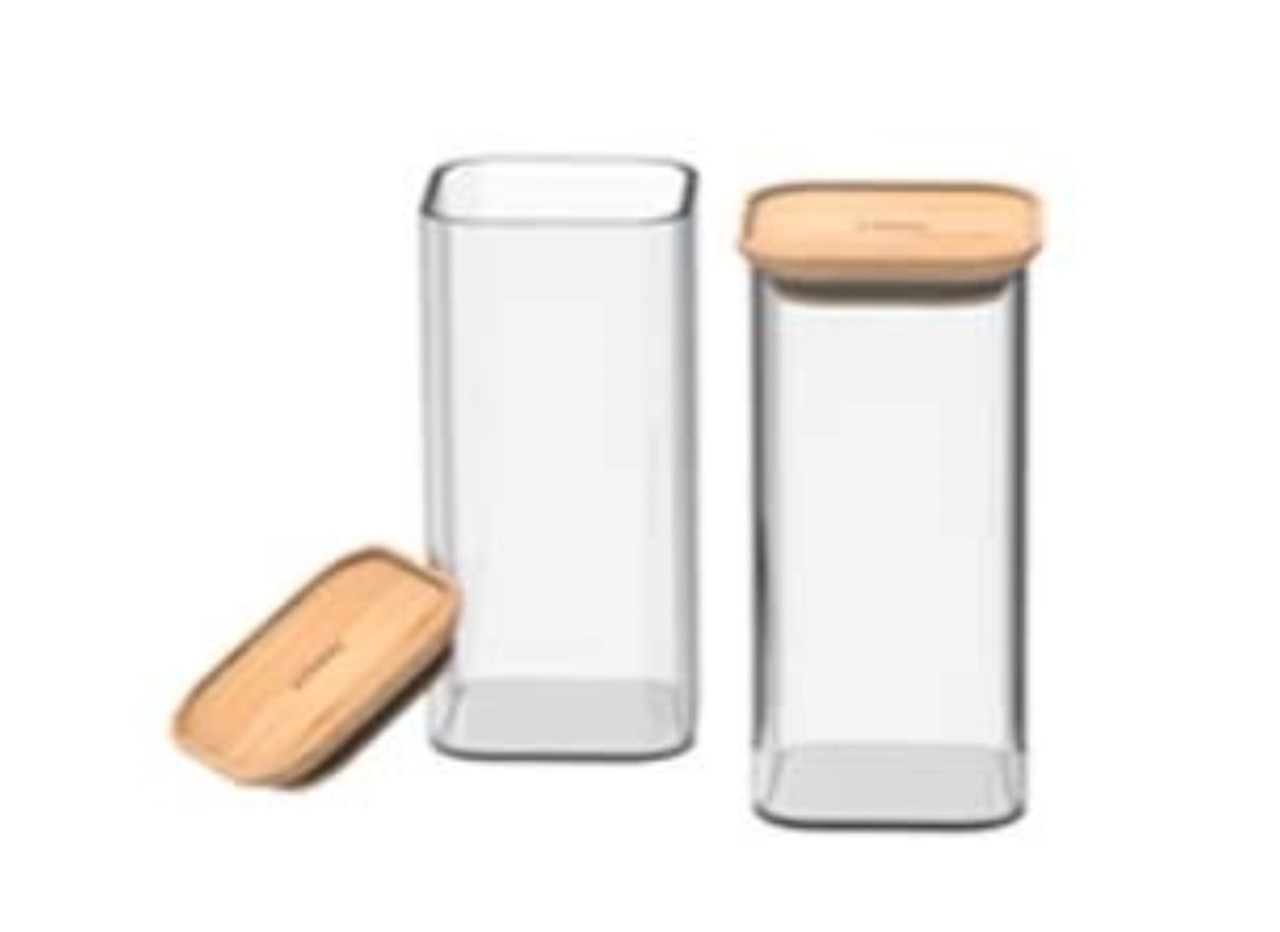 2er Set Vorratsglas mit Bambusd. XS 24cl 6x6x9cm