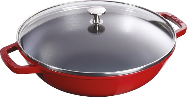 Wok mit Glasdeckel Kirschrot 4.4 lt., 30cm