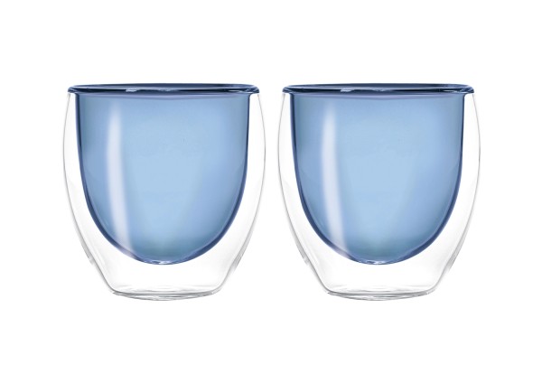 2er Set Espressogläser doppelw. blau, 80ml