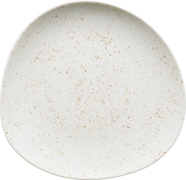 Pottery Unique white Teller flach asymmetrisch coupe 26cm